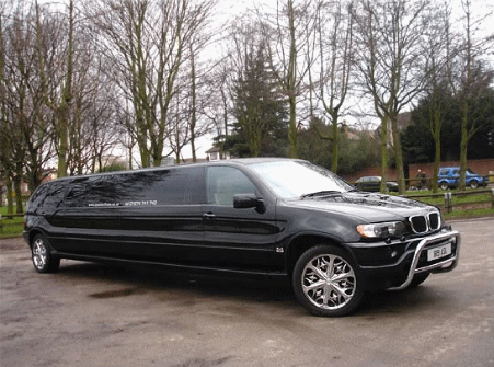 Chauffeur stretched black BMW X5 limo hire in Leeds, Bradford, West Yorkshire, York.