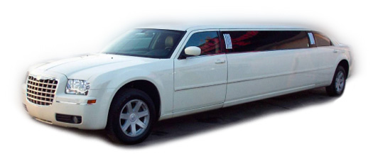 Chauffeur stretched white Chrysler C300 Baby Bentley limo hire in UK